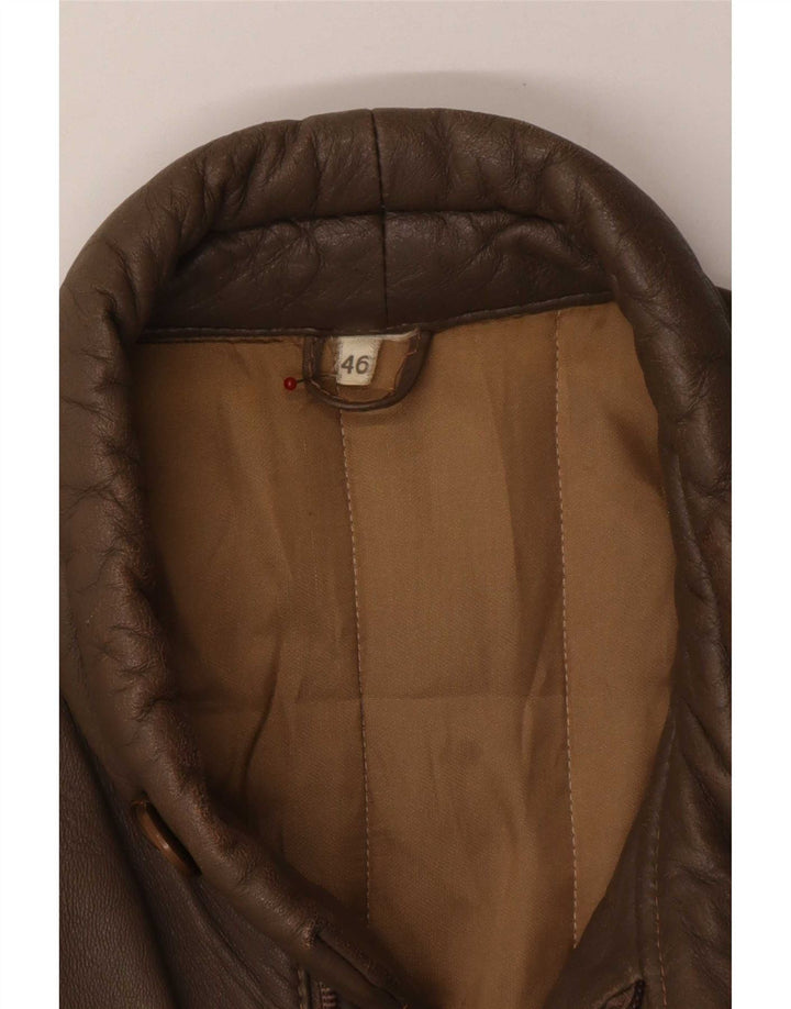 Jaqueta de couro masculina vintage IT 46 pequena marrom