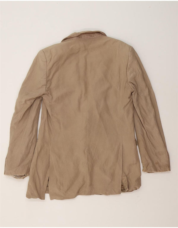 Jaqueta blazer masculina Jaeger com 2 botões Reino Unido 40 grande seda bege