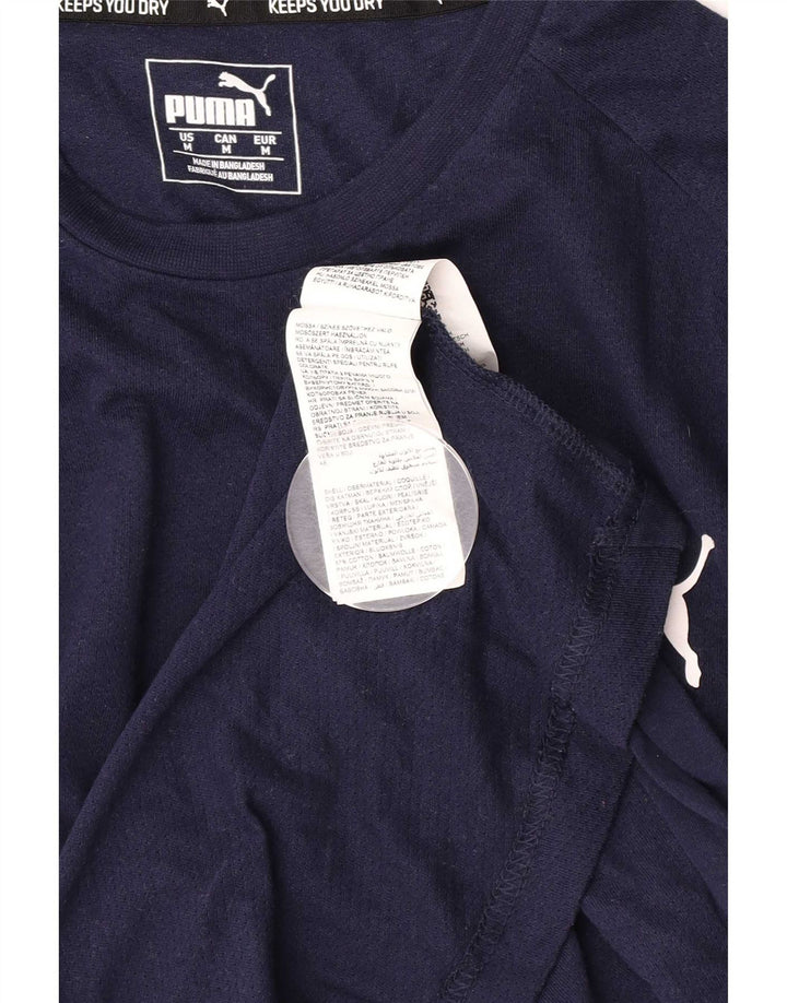 Puma Camiseta Masculina Top Médio Algodão Azul Marinho