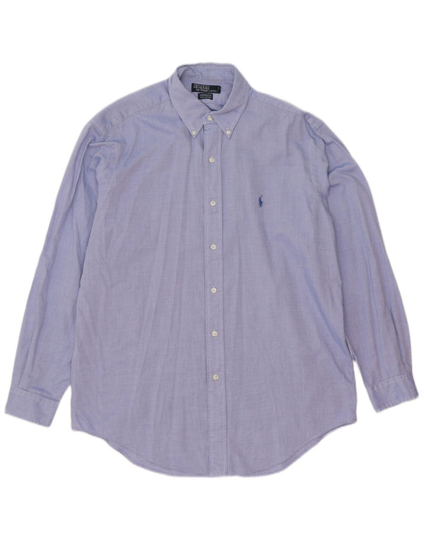 Camisa masculina Polo Ralph Lauren Yarmouth tamanho 15 1/2 azul médio clássico