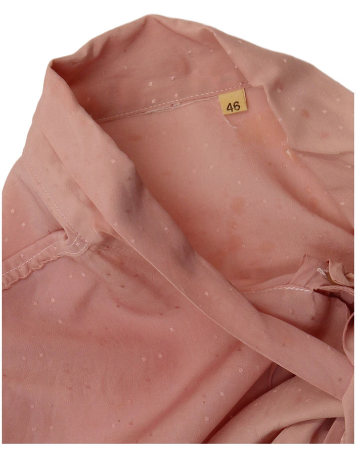 Blusa feminina vintage com gravata frontal IT 46 grande rosa geométrica