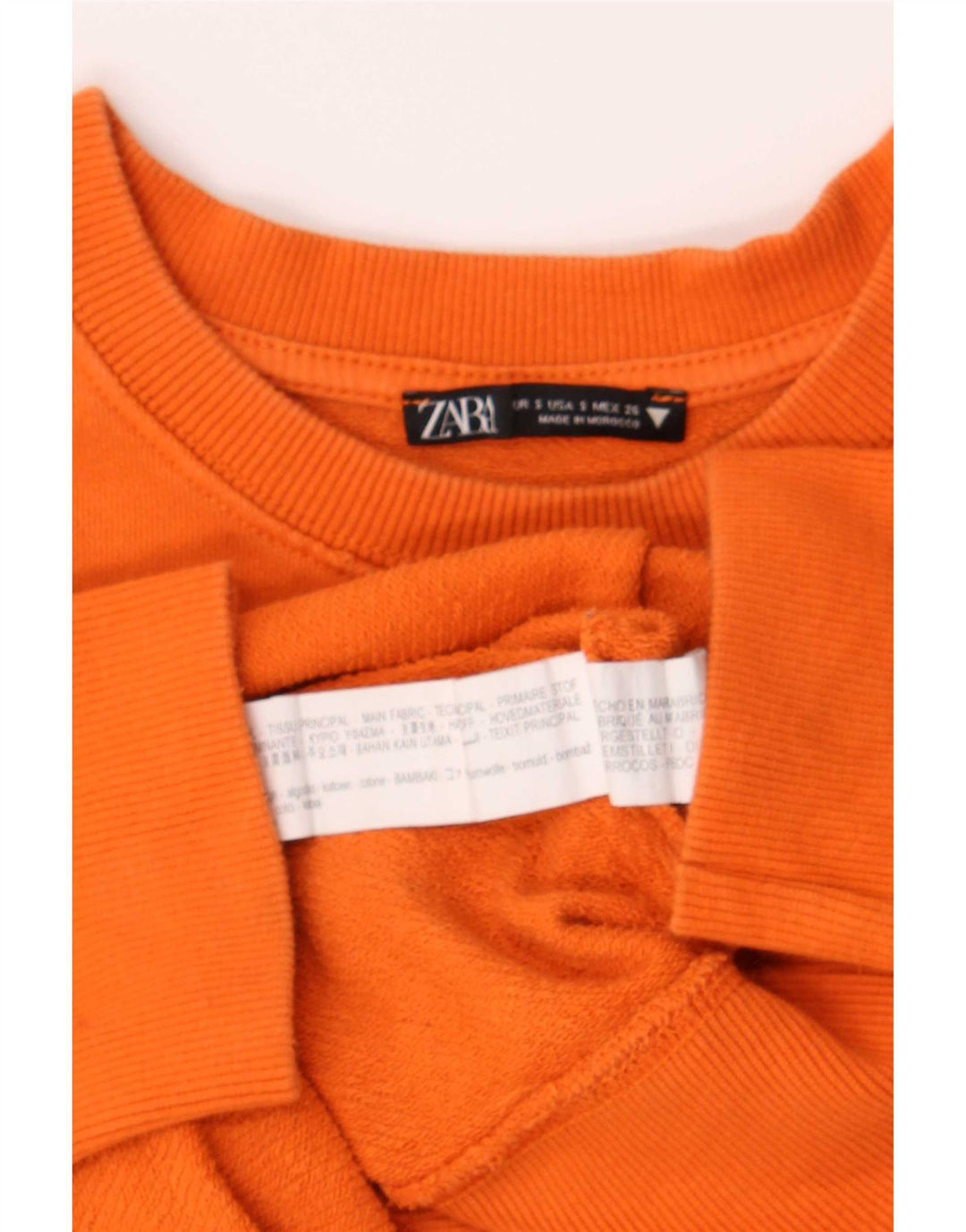 Zara feminino gráfico oversized moletom jumper Reino Unido 10 pequeno algodão laranja