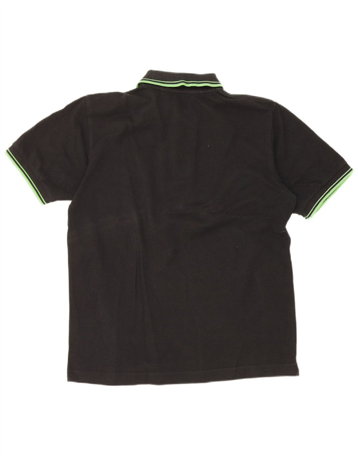 Camisa polo masculina Kappa pequena listrada preta de algodão