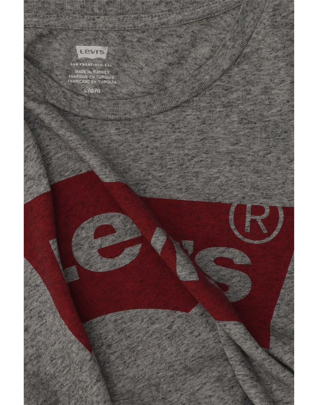 Camiseta feminina gráfica Levi's UK 16 grande cinza manchado