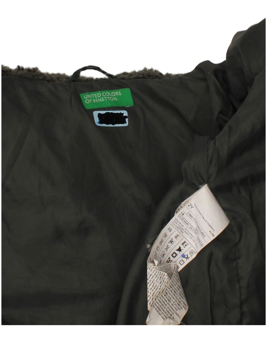 Casaco acolchoado com capuz para bebé BENETTON 18-24 meses verde colorblock