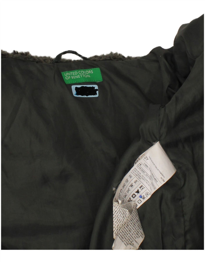 Casaco acolchoado com capuz para bebé BENETTON 18-24 meses verde colorblock