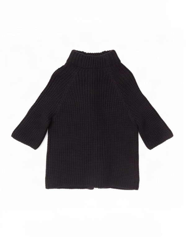 Suéter cardigã feminino Woolrich manga 3/4 Reino Unido 16 grande lã azul marinho