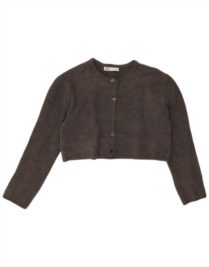 Zara Suéter Cardigan Feminino Crop Oversized Reino Unido 10 Pequeno Cinza