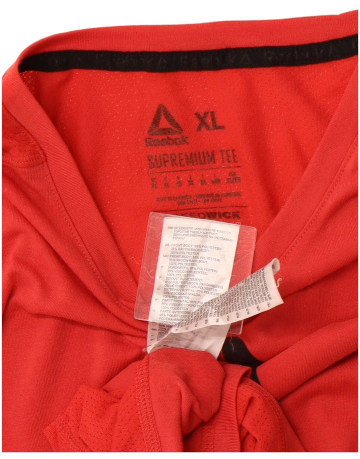Camiseta gráfica masculina REEBOK Top XL poliéster vermelho esportivo