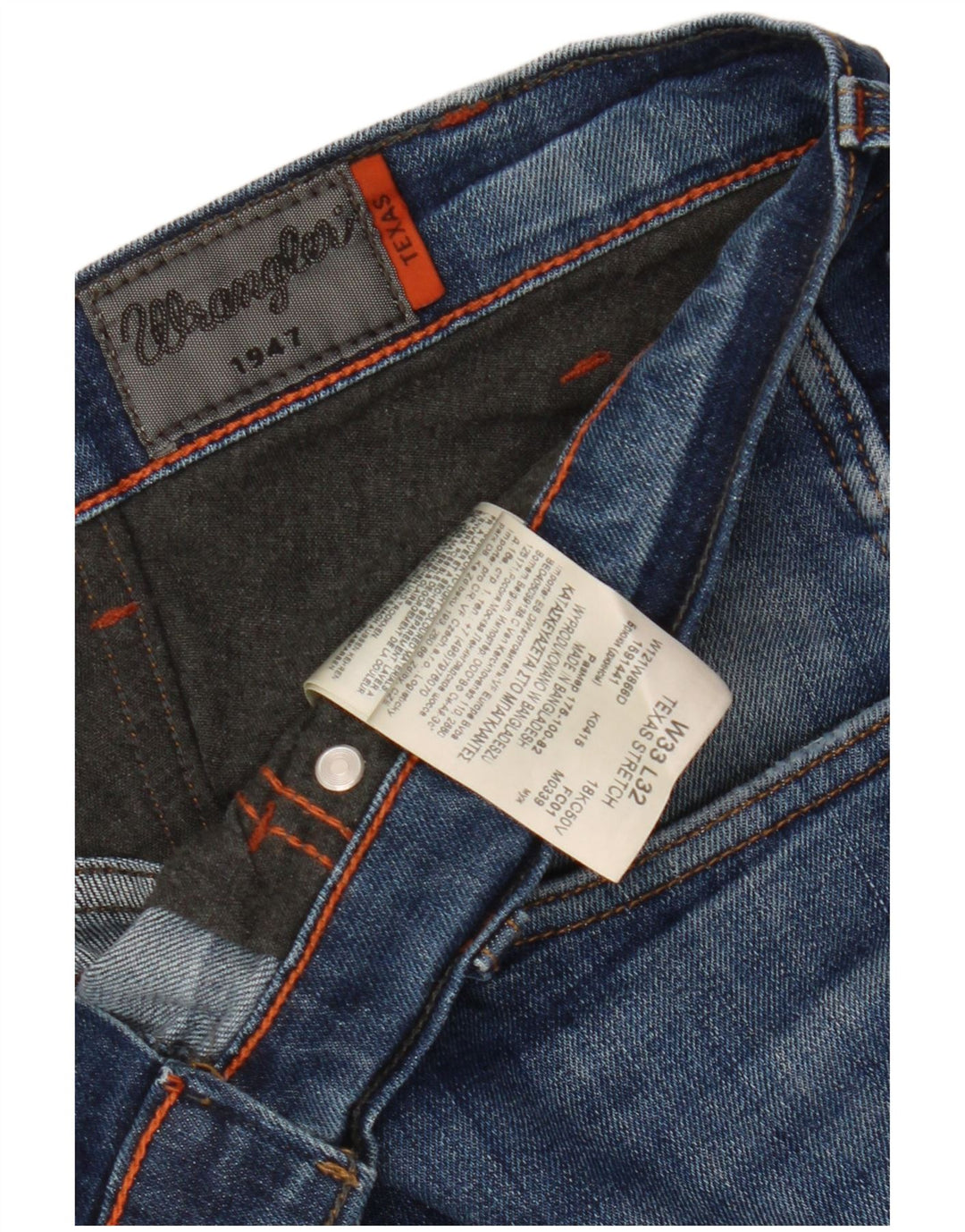 Wrangler Mens Straight Jeans W33 L32 Azul Algodão