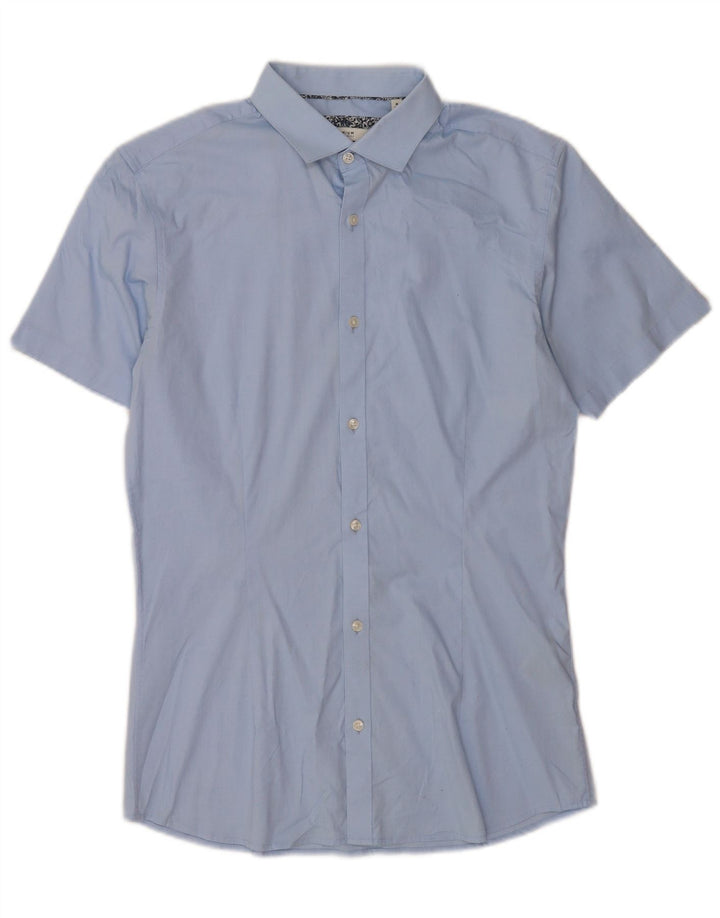 Camisa masculina de manga curta Jack & Jones tamanho 40 algodão azul médio