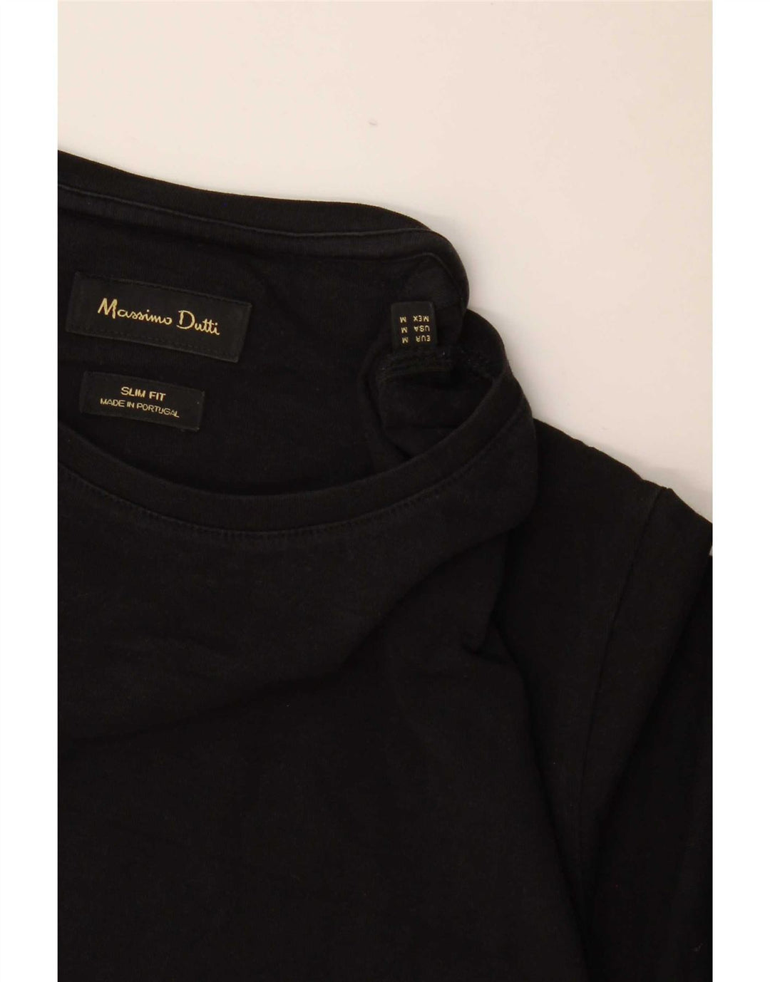 Camiseta masculina Massimo Dutti manga curta slim fit top médio preto