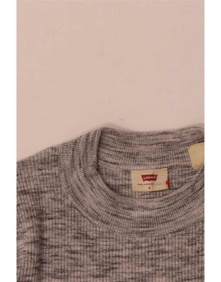 Suéter feminino Levi's com gola tartaruga Reino Unido 8 pequeno cinza manchado