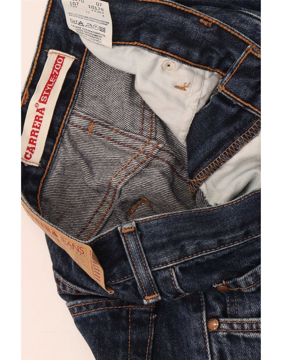 Carrera Mens Straight Jeans W34 L26 Azul Marinho Algodão