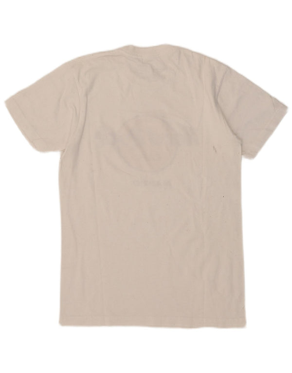 Camiseta masculina Hard Rock Cafe Madrid com estampa gráfica pequena de algodão branco