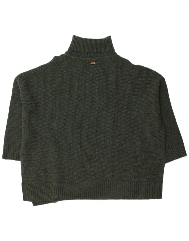 Suéter feminino Barbour Burne Cape com gola redonda Reino Unido 14 lã verde médio