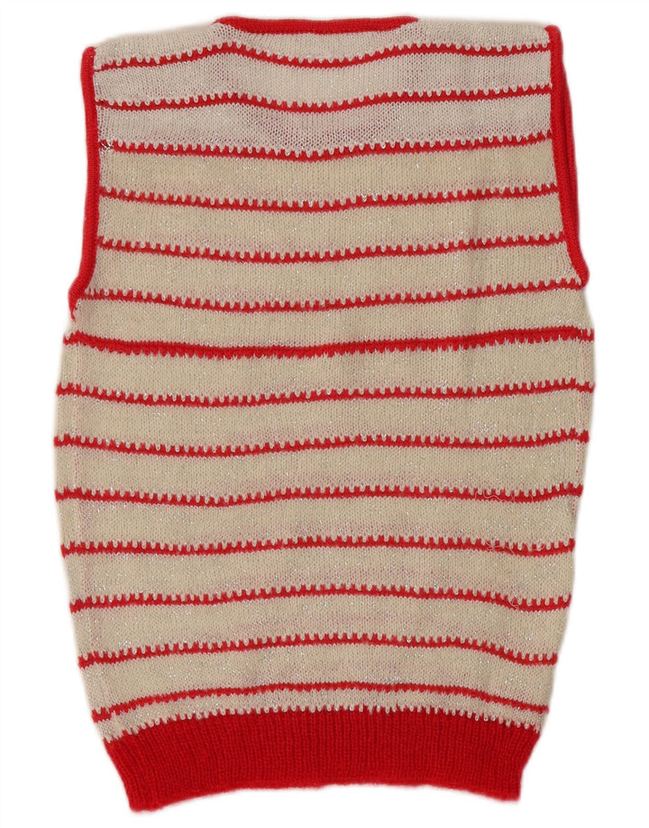 Colete feminino vintage regata Reino Unido 8 pequeno listrado branco