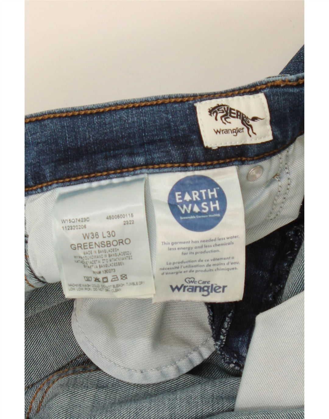 WRANGLER Masculino Greensboro Straight Jeans W36 L30 Azul Algodão