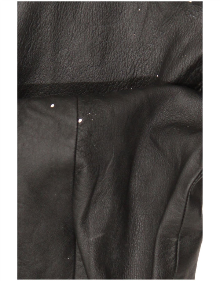 Casaco de couro feminino vintage UK 14 grande preto