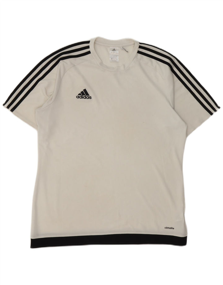 Adidas Mens Climalite Camiseta Top Grande Branco Colorblock Poliéster