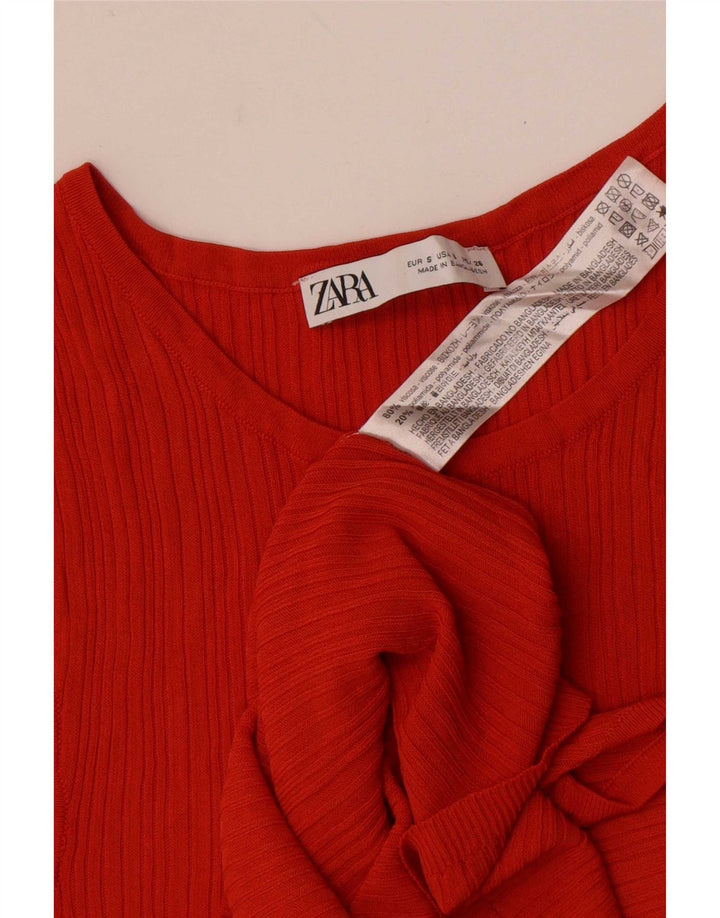 Colete feminino Zara UK 8 pequeno viscose laranja