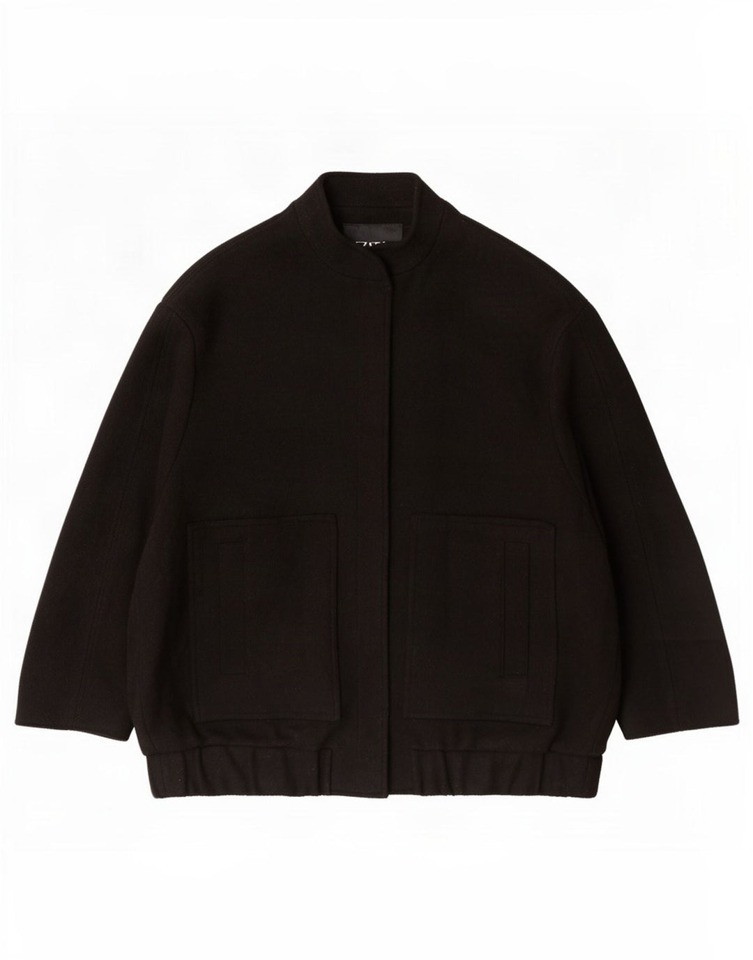 Jaqueta Bomber Oversized Feminina Zara Reino Unido 10 Pequena Lã Preta