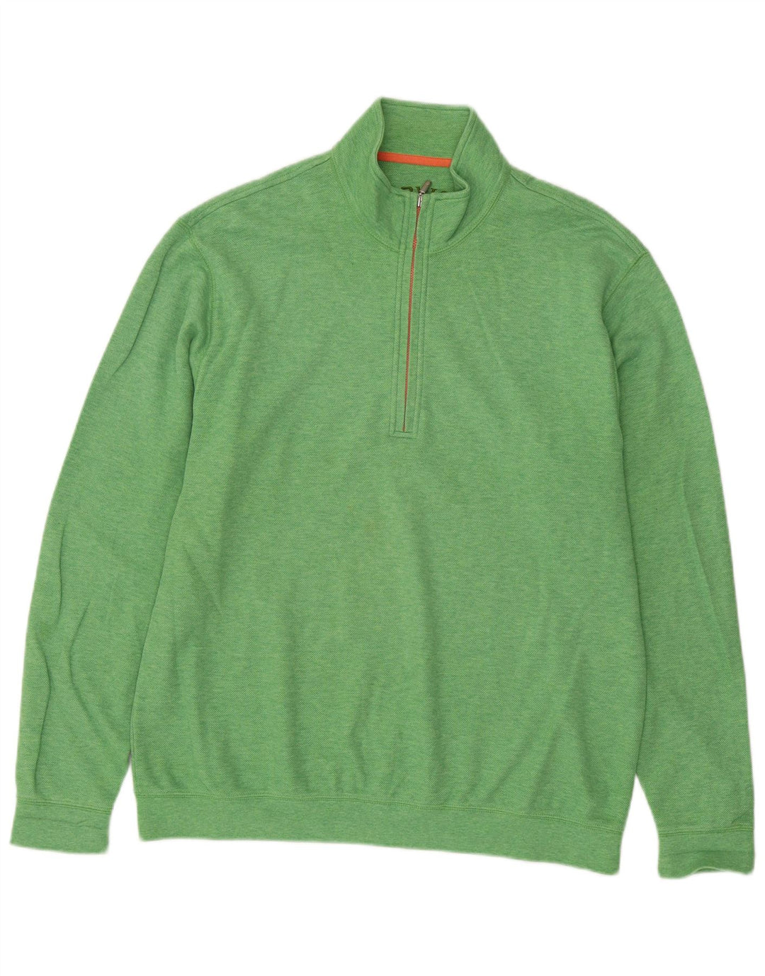 Suéter masculino Orvis com zíper e gola em algodão verde médio