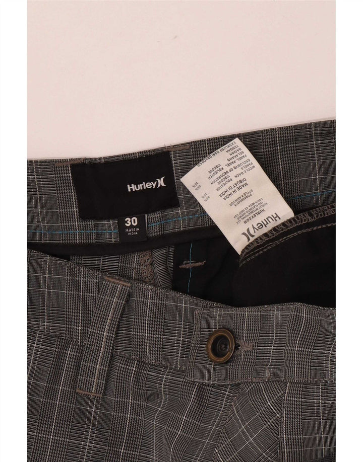 Shorts cargo masculino Hurley médio W30 cinza xadrez poliéster