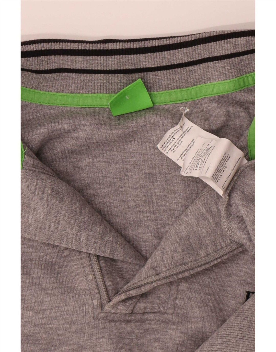 Hugo Boss moletom masculino com zíper e gola alta, pequeno algodão manchado cinza