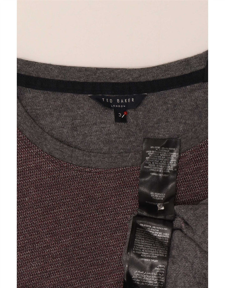 Suéter masculino Ted Baker com gola redonda tamanho 3 médio algodão borgonha