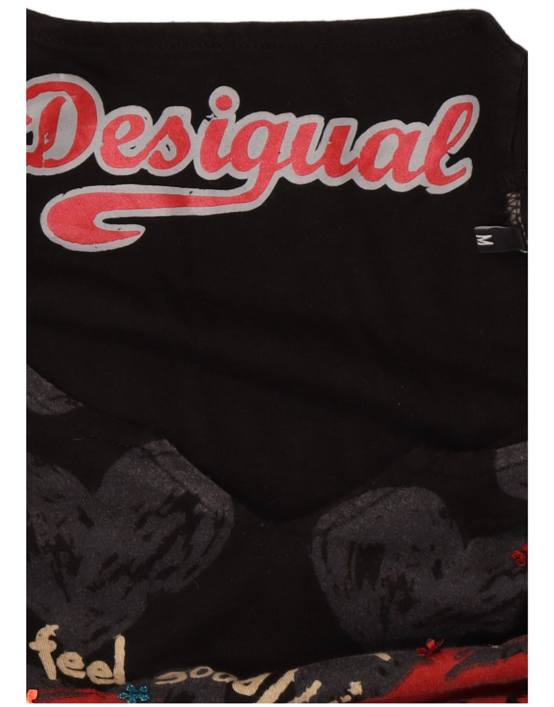Vestido túnica feminino gráfico de manga comprida Desigual Reino Unido 14 médio preto coração