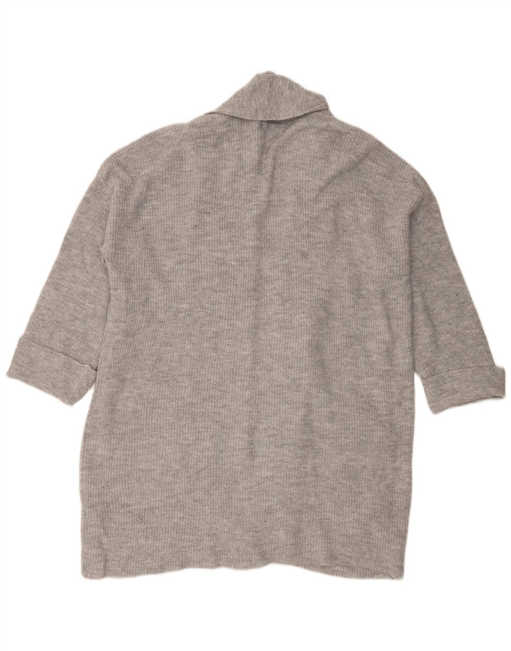Jack Wills Suéter feminino oversized longline cardigan Reino Unido 12 cinza médio
