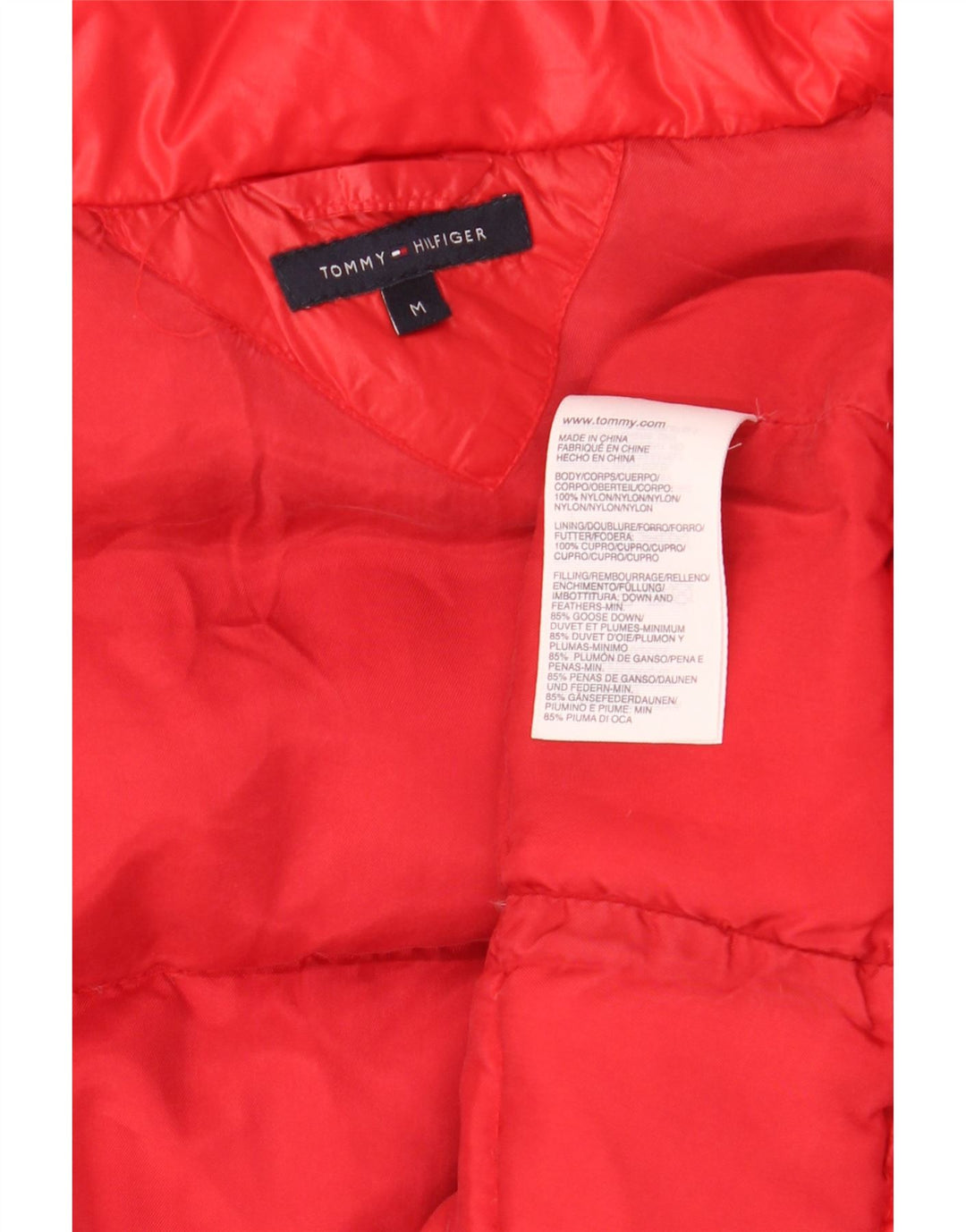Jaqueta acolchoada feminina Tommy Hilfiger Reino Unido 14 nylon vermelho médio