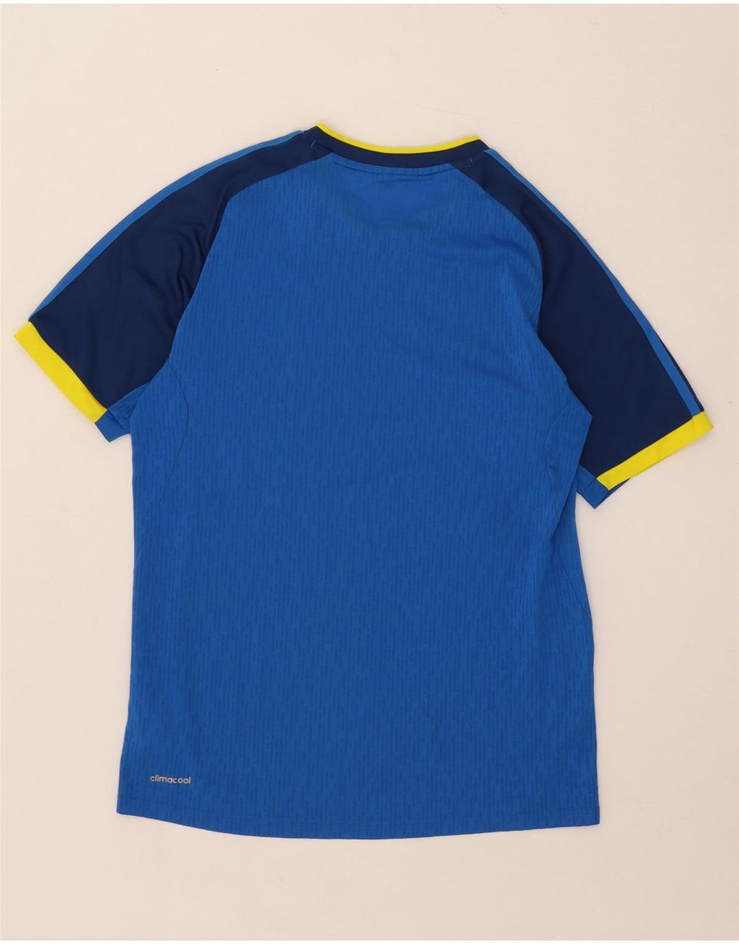 Adidas Masculino Climacool Camiseta Top Pequeno Azul Colorblock Poliéster