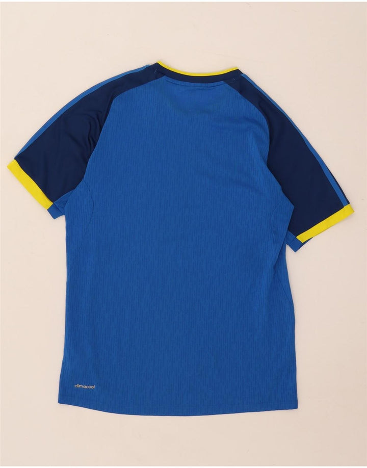Adidas Masculino Climacool Camiseta Top Pequeno Azul Colorblock Poliéster
