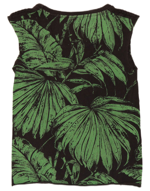 Top de colete gráfico feminino Desigual UK 10 pequeno preto floral