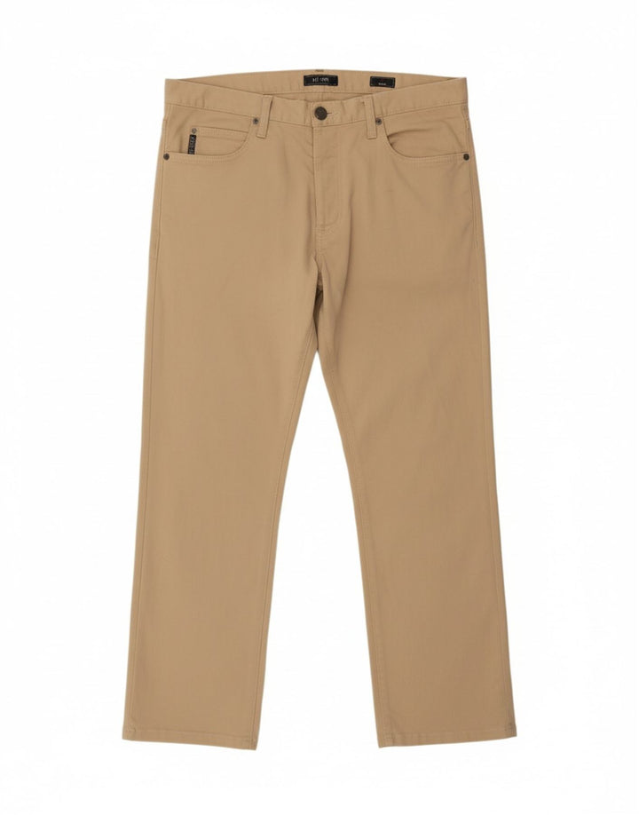 ARMANI Calça masculina reta casual W34 L28 algodão bege