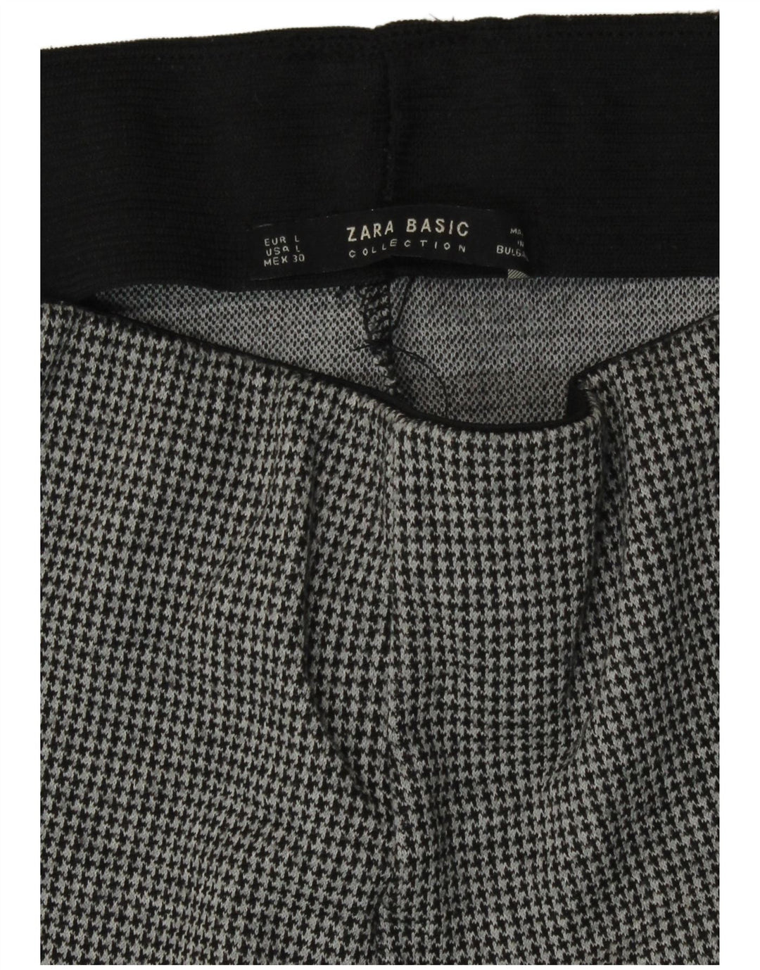 Zara Leggings Slim Fit Feminino Reino Unido 14 Grande Cinza Houndstooth