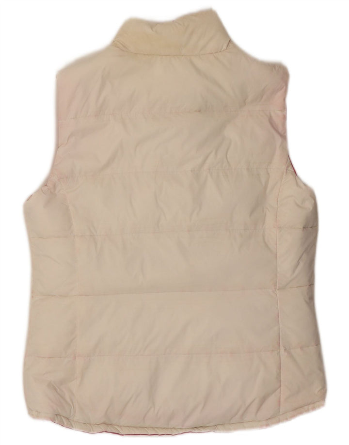 Colete acolchoado reversível feminino J. Crew UK 12 nylon rosa médio