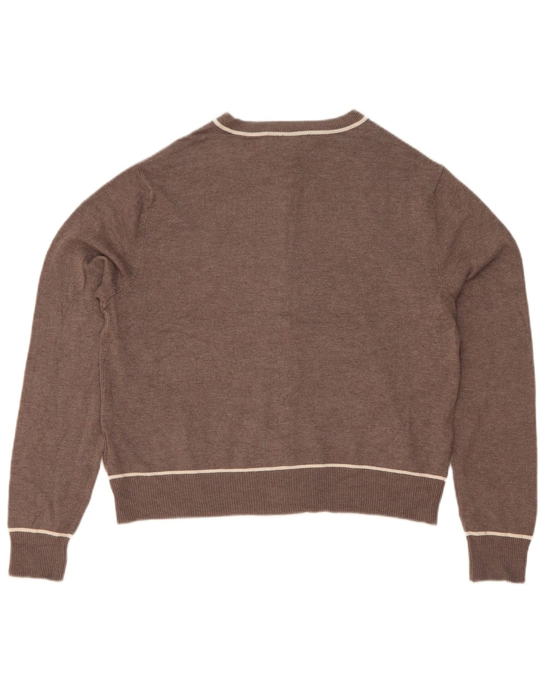 Suéter cardigã feminino Marks & Spencer UK 10 pequeno marrom viscose