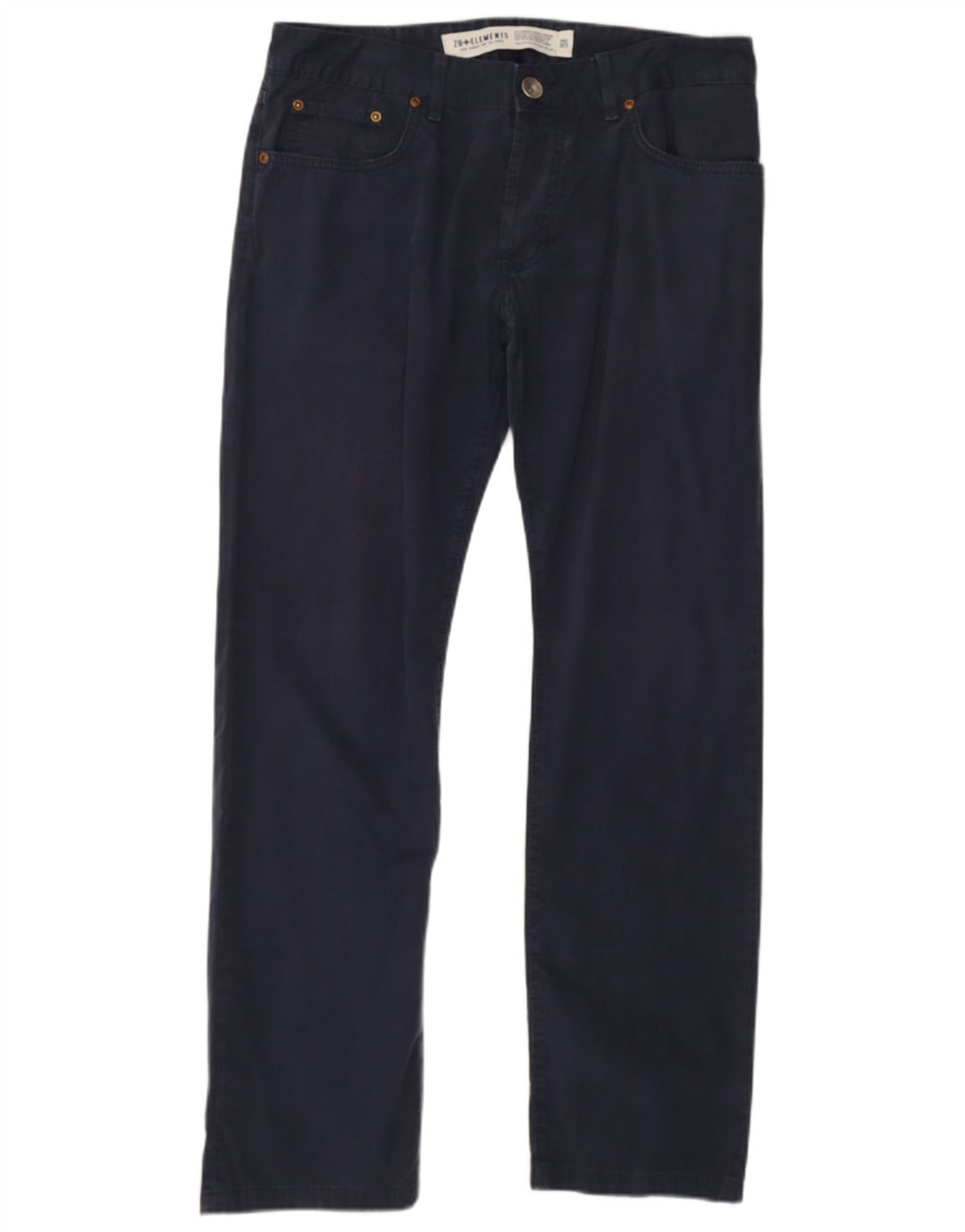 Calça feminina reta casual Zu Elements W34 L28 algodão azul marinho