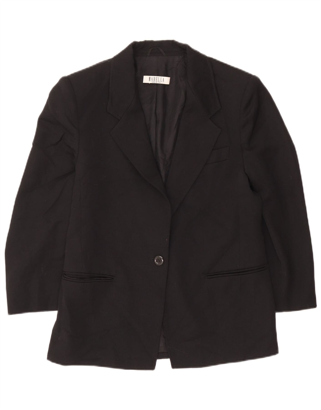 Jaqueta blazer feminina Marella com 1 botão Reino Unido 14 grande lã preta