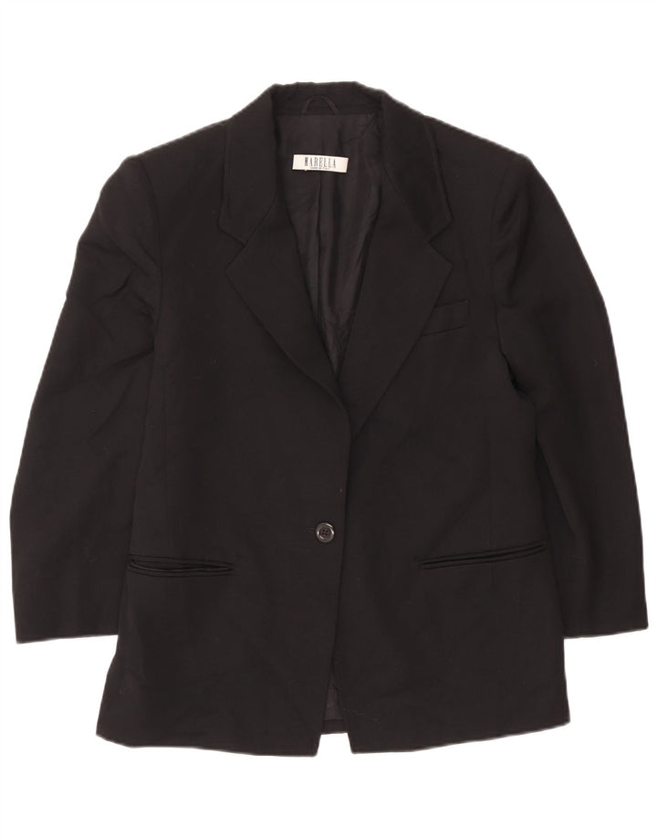 Jaqueta blazer feminina Marella com 1 botão Reino Unido 14 grande lã preta