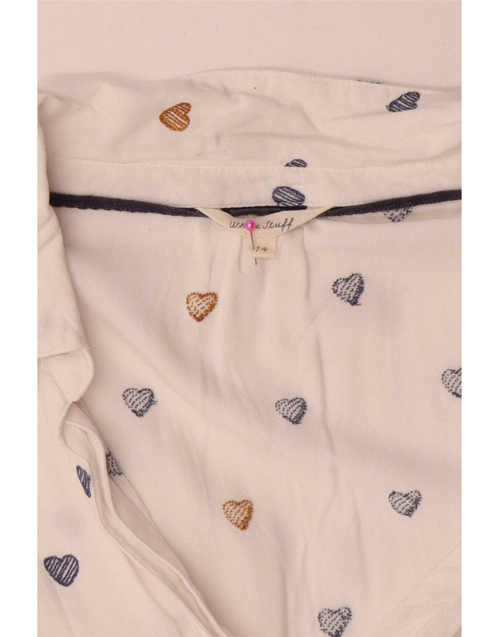 Blusa feminina de manga comprida com padrão abstrato White Stuff UK 14 grande