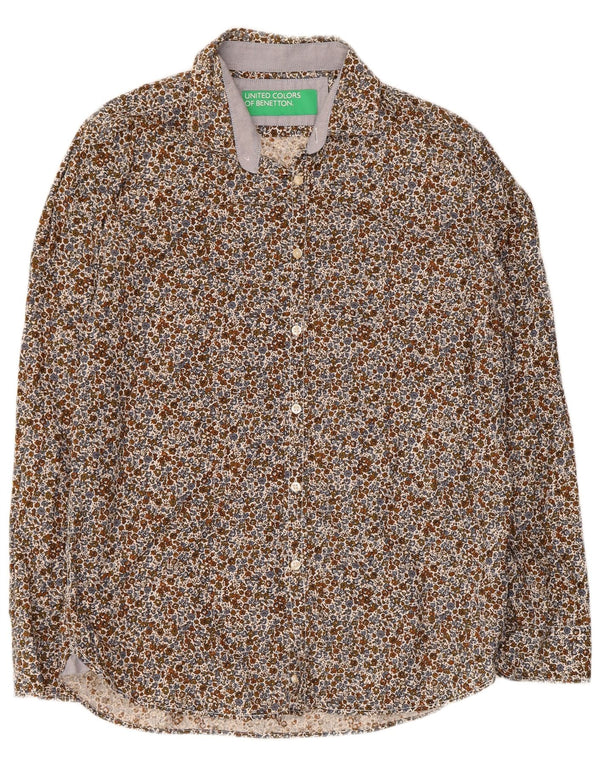 Camisa masculina Benetton XL de algodão floral multicolorido