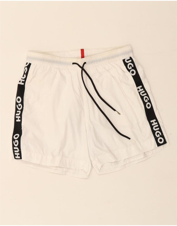 Shorts de natação masculino HUGO BOSS pequeno branco poliamida