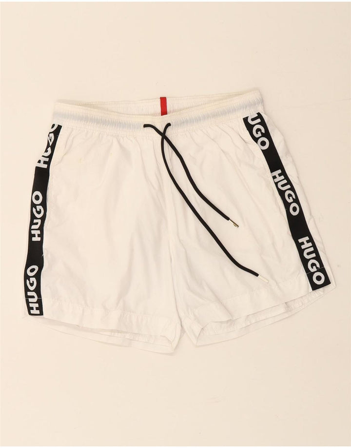 Shorts de natação masculino HUGO BOSS pequeno branco poliamida