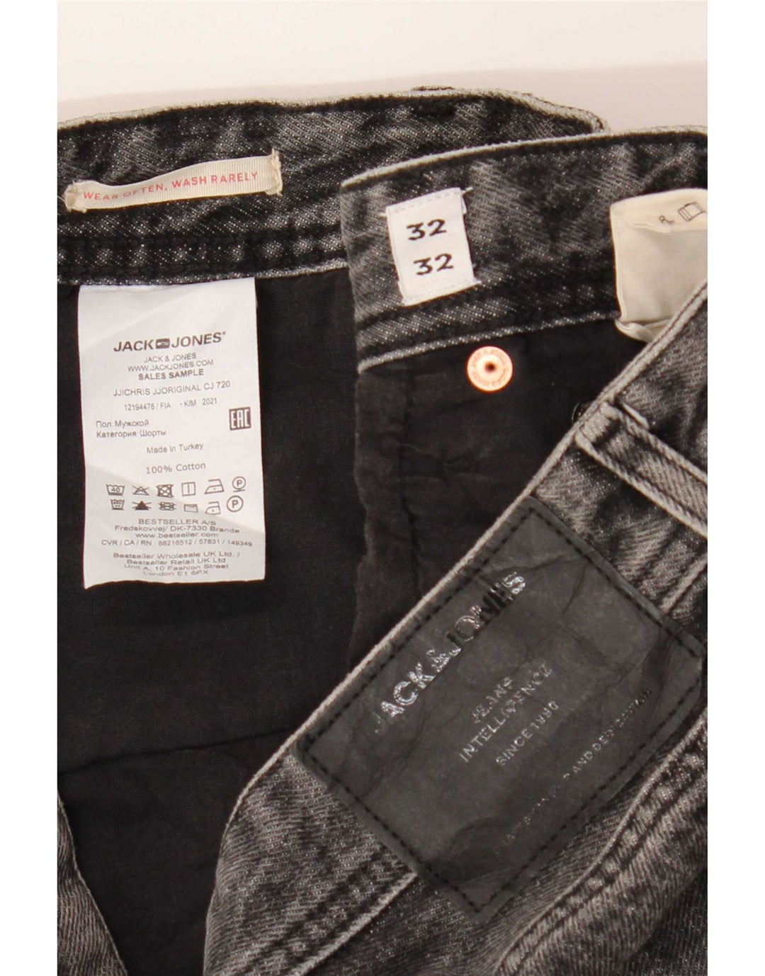 Jeans retos masculinos Jack & Jones W32 L32 algodão cinza