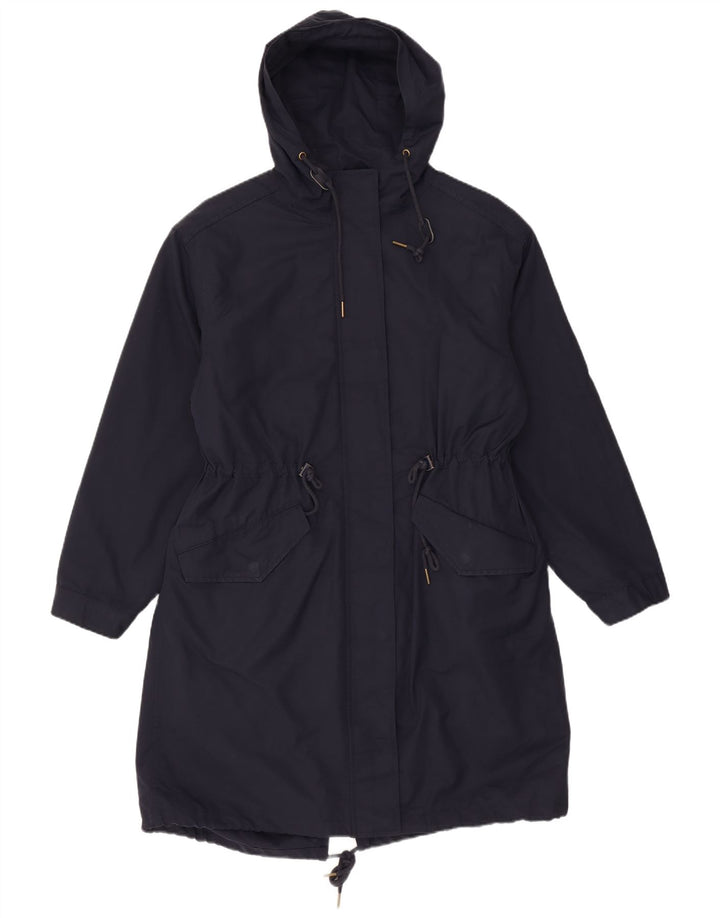Jaqueta parka feminina com capuz Marks & Spencer Reino Unido 12 poliéster azul marinho médio
