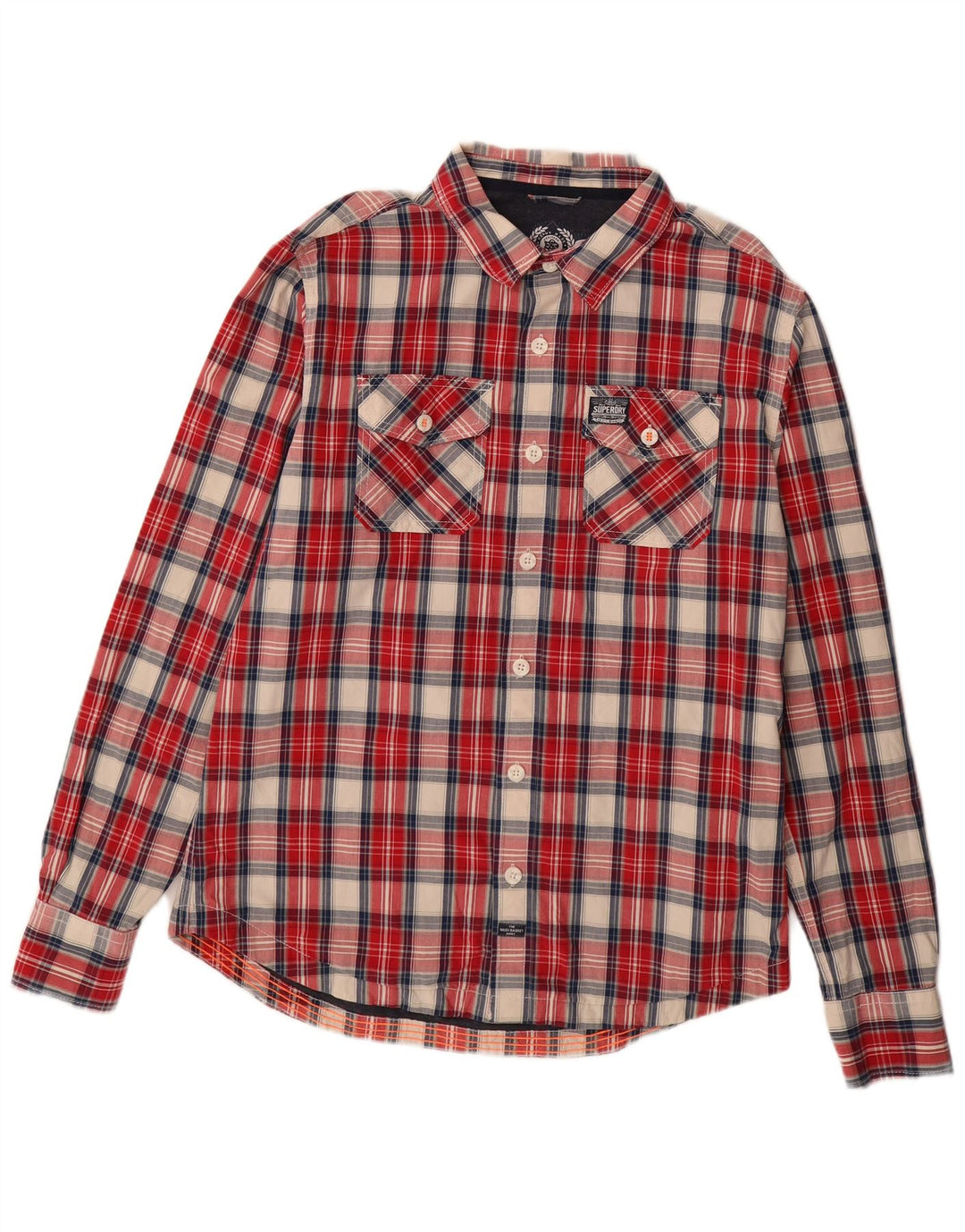 Camisa masculina SUPERDRY 2XL algodão xadrez vermelho